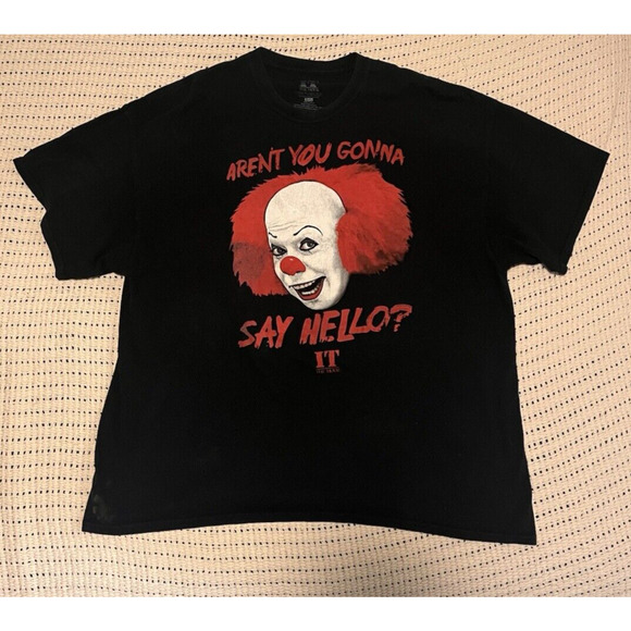 IT The Movie Shirt XXL Pennywise Clown Aren't You Gonna Say Hello? Creepy Smile - Picture 1 of 8